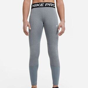 Nike‎ Pro Big Kids' (Girls') Leggings Gray Black Athletic Pants Size XL Stretchy